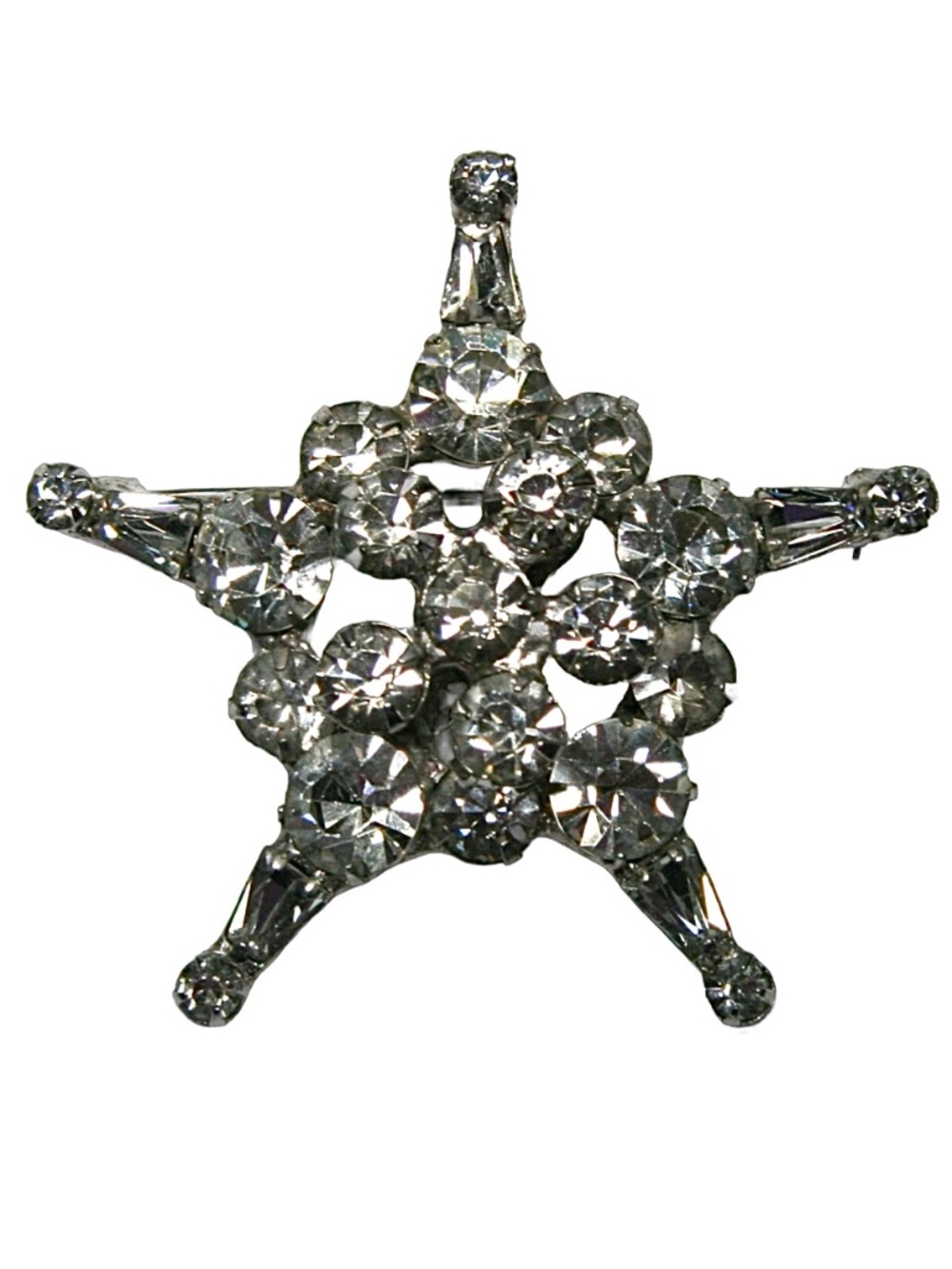 Vintage Brooch, Star Shaped Clear Rhinestone